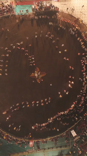 Vertical Aerial View of Garba Celebration in Bhopal