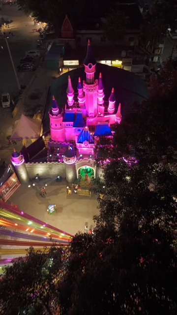 Vertical Aerial View of Garba Festival Ground in Bhopal, India