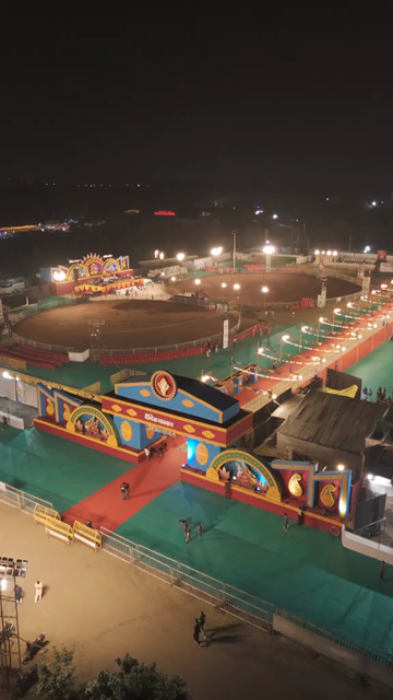 Vertical Aerial View of Garba Festival Ground in Bhopal, India