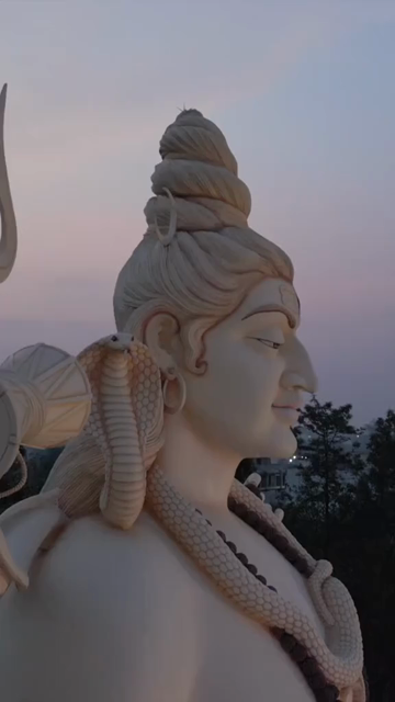 Vertical Aerial View of Giant Lord Shiva Statue and Devotees in Jabalpur