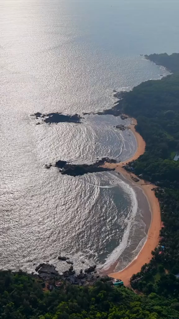 Vertical Aerial View of Gokarna Beach and Arabian Sea Coastline, Karnataka