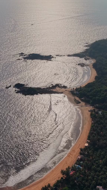 Vertical Aerial View of Gokarna Beach and Arabian Sea Coastline, Karnataka