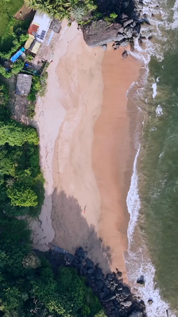 Vertical Aerial View of Gokarna Beach and Arabian Sea Coastline, Karnataka