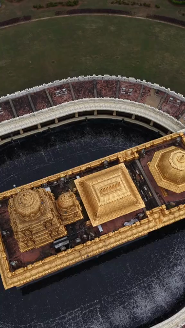 Vertical Aerial View of Sri Lakshmi Narayani Golden Temple in Vellore Tamil Nadu
