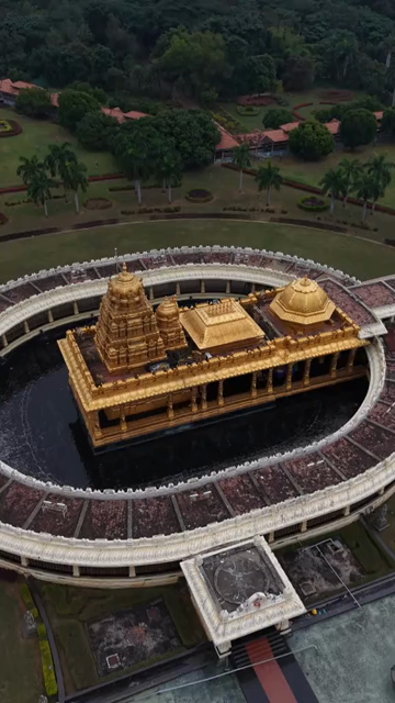 Vertical Aerial View of Sri Lakshmi Narayani Golden Temple in Vellore Tamil Nadu