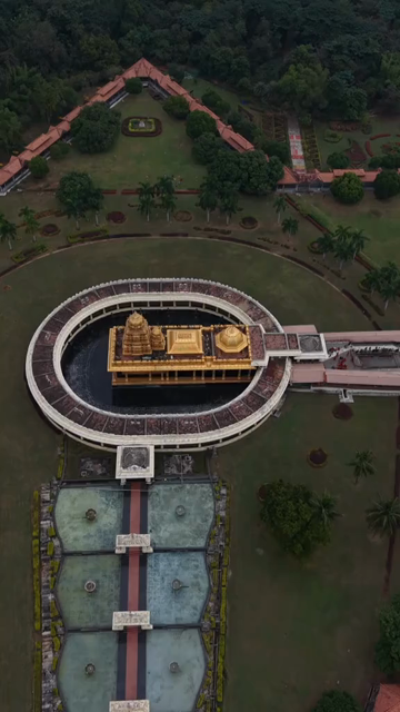 Vertical Aerial View of Sri Lakshmi Narayani Golden Temple in Vellore Tamil Nadu