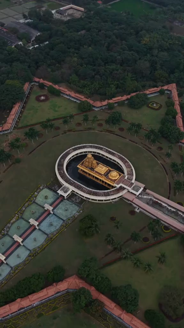Vertical Aerial View of Sri Lakshmi Narayani Golden Temple in Vellore Tamil Nadu