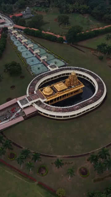 Vertical Aerial View of Sri Lakshmi Narayani Golden Temple in Vellore Tamil Nadu