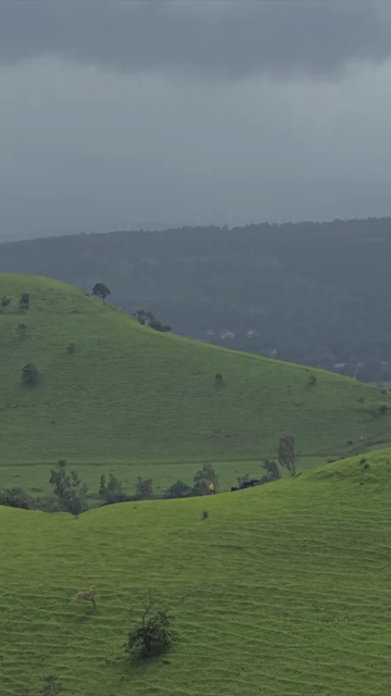 Vertical Aerial View of Gudhe Panchgani Plateau and Lush Green Sahyadri Hills Sangli Maharashtra