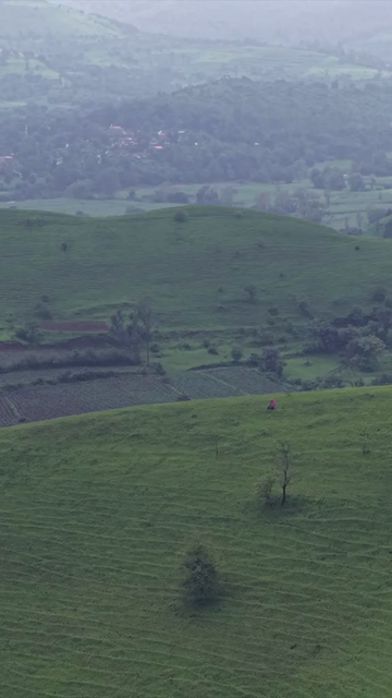Vertical Aerial View of Gudhe Panchgani Plateau and Lush Green Sahyadri Hills Sangli Maharashtra