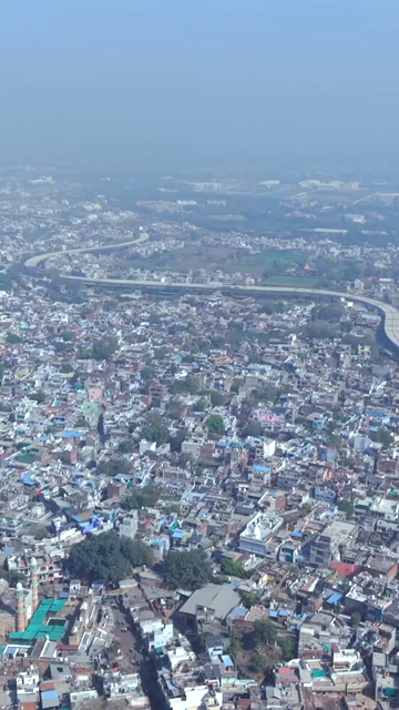 Vertical Aerial View of Gwalior City Madhya Pradesh India
