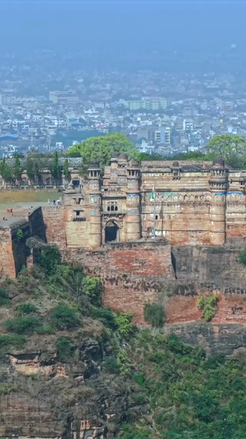 Vertical Aerial View of Gwalior Fort Madhya Pradesh India