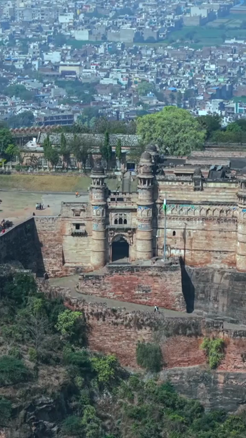 Vertical Aerial View of Gwalior Fort Madhya Pradesh India