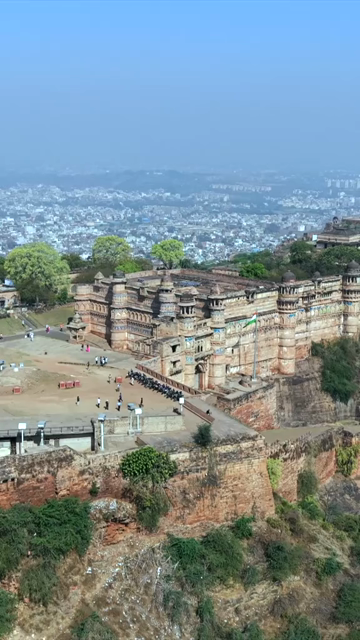 Vertical Aerial View of Gwalior Fort Madhya Pradesh India