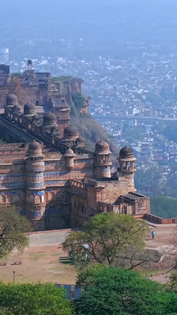 Vertical Aerial View of Gwalior Fort Madhya Pradesh India