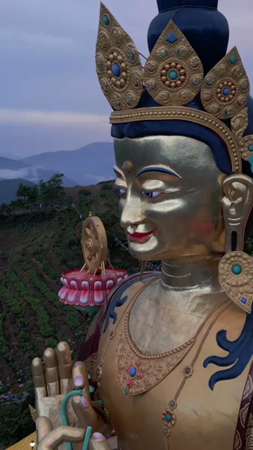Vertical Aerial View of Gyalwa Jampa at Arya Maitreya Lhakhang, Arunachal Pradesh