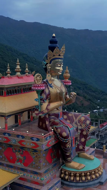 Vertical Aerial View of Gyalwa Jampa at Arya Maitreya Lhakhang, Arunachal Pradesh