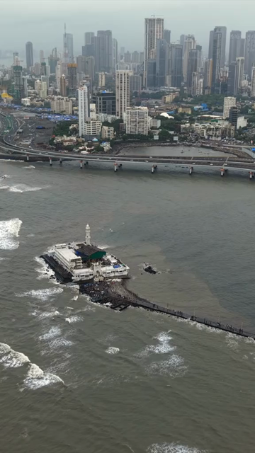 Vertical Aerial View of Haji Ali Dargah Mumbai Maharashtra India