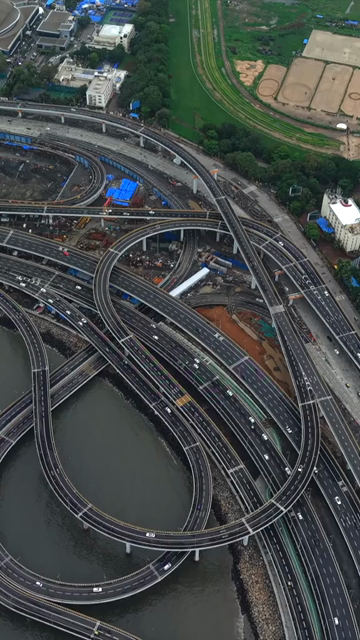 Vertical Aerial View of Haji Ali Interchange Mumbai Coastal Road India