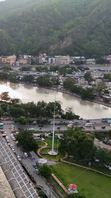 Vertical Aerial View of Haridwar Ganga River in Uttarakhand India