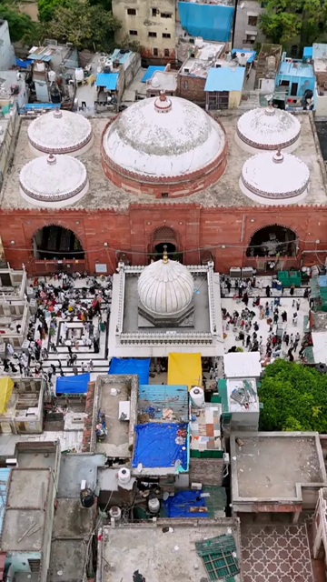 Vertical Aerial View of Hazrat Nizamuddin Dargah in New Delhi India