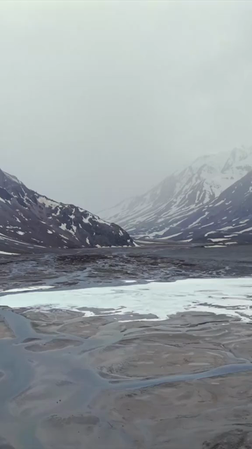 Vertical Aerial View of High Altitude Lake and Mountain Road in Ladakh