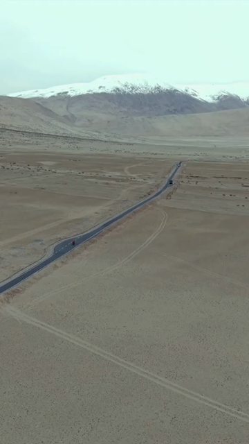 Vertical Aerial View of High Altitude Mountain Road in Ladakh India
