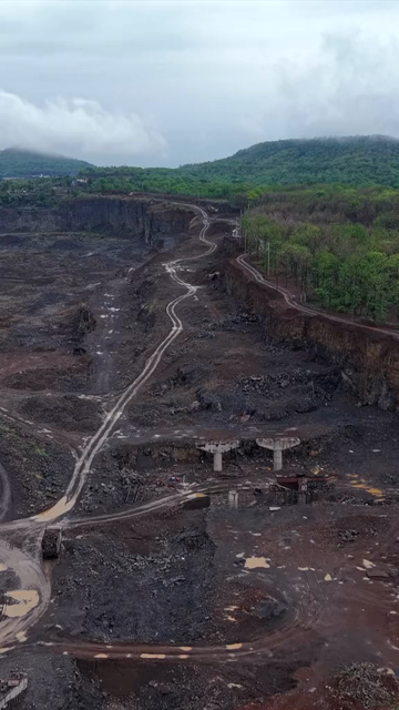 Vertical Aerial View of Highway Bridge Construction Jabalpur, Madhya Pradesh, India