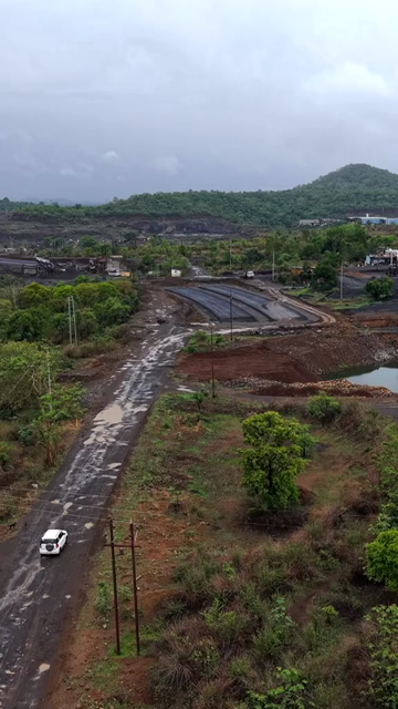 Vertical Aerial View of Highway Bridge Construction Jabalpur, Madhya Pradesh, India
