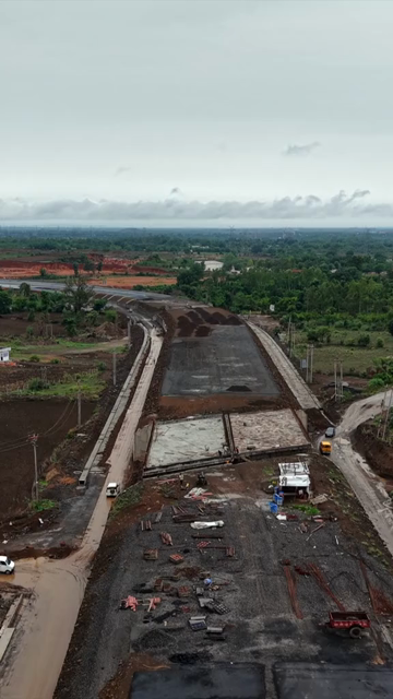 Vertical Aerial View of Highway Bridge Construction Jabalpur, Madhya Pradesh, India