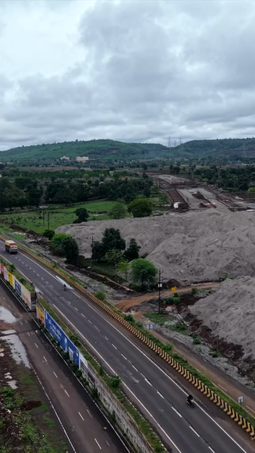 Vertical Aerial View of Highway Bridge Construction Jabalpur, Madhya Pradesh, India