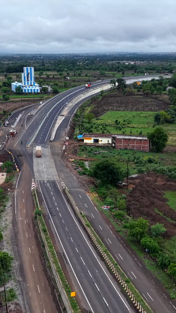 Vertical Aerial View of Highway Bridge Construction Jabalpur, Madhya Pradesh, India