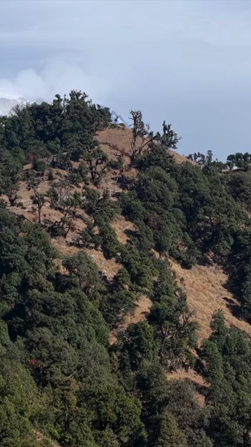 Vertical Aerial View of Himalayan Mountain Range near Deoria Tal Uttarakhand India