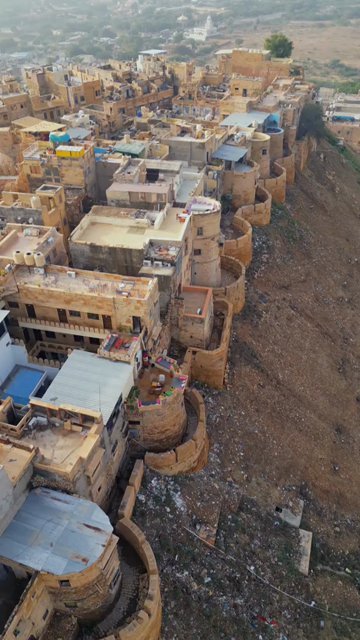 Vertical Aerial View of Historic Jaisalmer Fort, Rajasthan, India