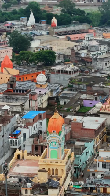 Vertical Aerial View of Historic Temple Dome in Ayodhya India