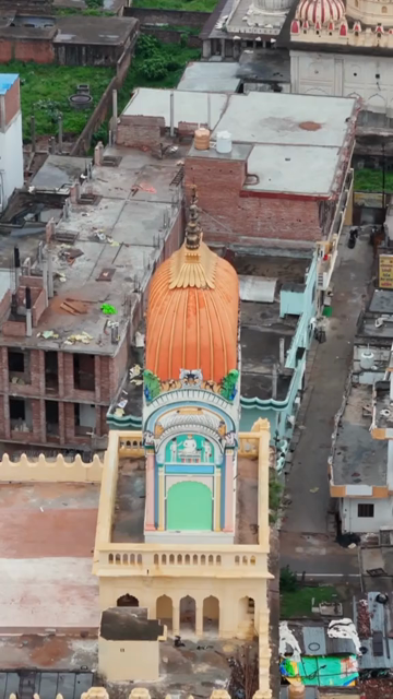 Vertical Aerial View of Historic Temple Dome in Ayodhya India