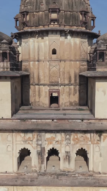 Vertical Aerial View of Historic Temples and Heritage Architecture in Orchha, Madhya Pradesh