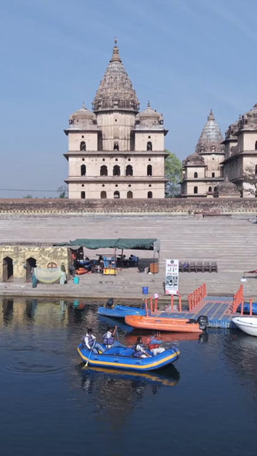 Vertical Aerial View of Historic Temples and Heritage Architecture in Orchha, Madhya Pradesh