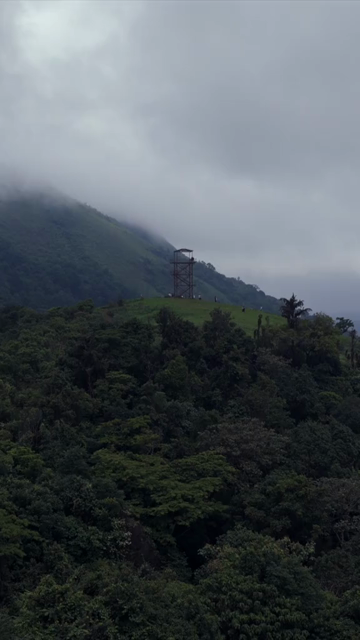 Vertical Aerial View of Hosahalli Gudda and Misty Western Ghats Sakleshpur Karnataka
