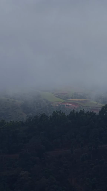 Vertical Aerial View of Hosahalli Gudda and Misty Western Ghats Sakleshpur Karnataka