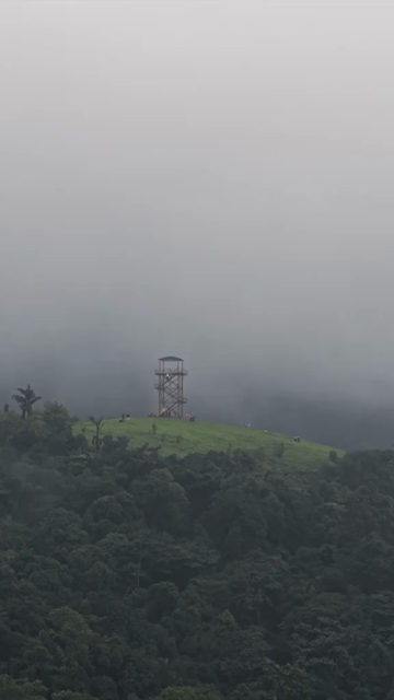 Vertical Aerial View of Hosahalli Gudda and Misty Western Ghats Sakleshpur Karnataka