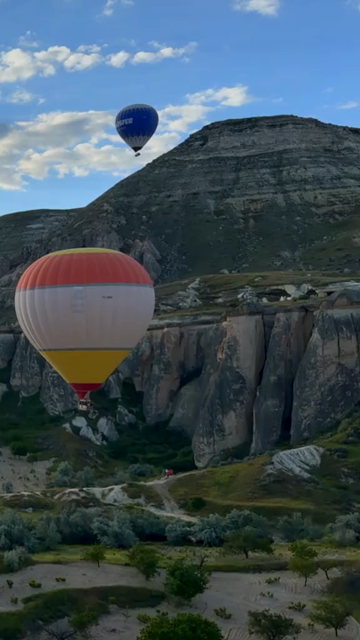Vertical Aerial View of Hot Air Balloons Over Cappadocia Turkey