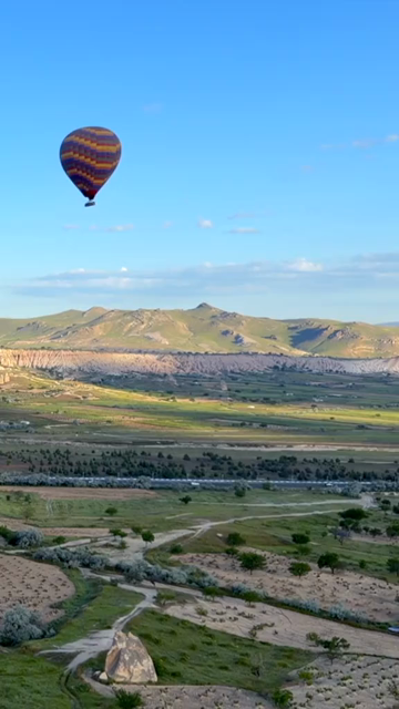 Vertical Aerial View of Hot Air Balloons Over Cappadocia Turkey