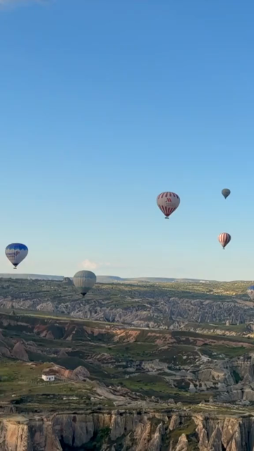 Vertical Aerial View of Hot Air Balloons Over Cappadocia Turkey