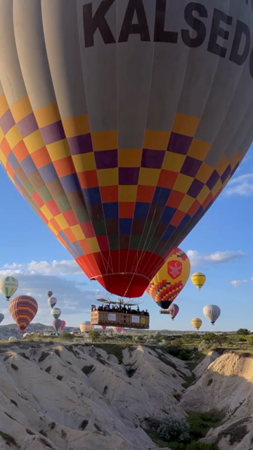 Vertical Aerial View of Hot Air Balloons Over Cappadocia Turkey