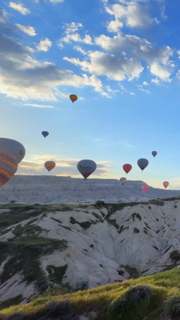 Vertical Aerial View of Hot Air Balloons Over Cappadocia Turkey