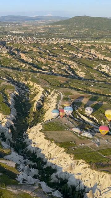 Vertical Aerial View of Hot Air Balloons Over Cappadocia Turkey
