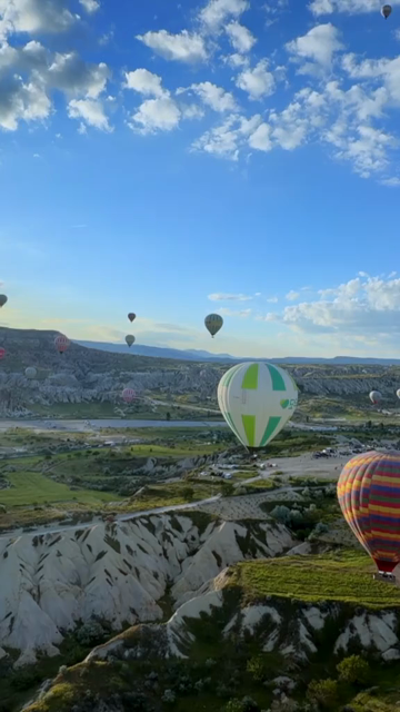 Vertical Aerial View of Hot Air Balloons Over Cappadocia Turkey