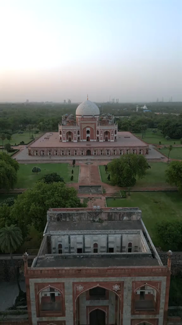 Vertical Aerial View of Humayun’s Tomb in New Delhi
