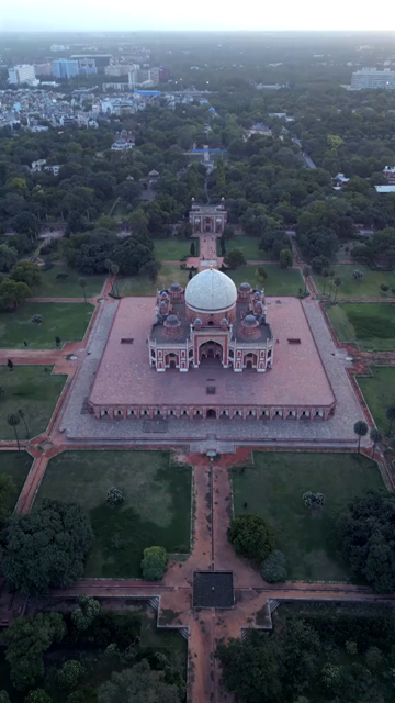 Vertical Aerial View of Humayun’s Tomb in New Delhi